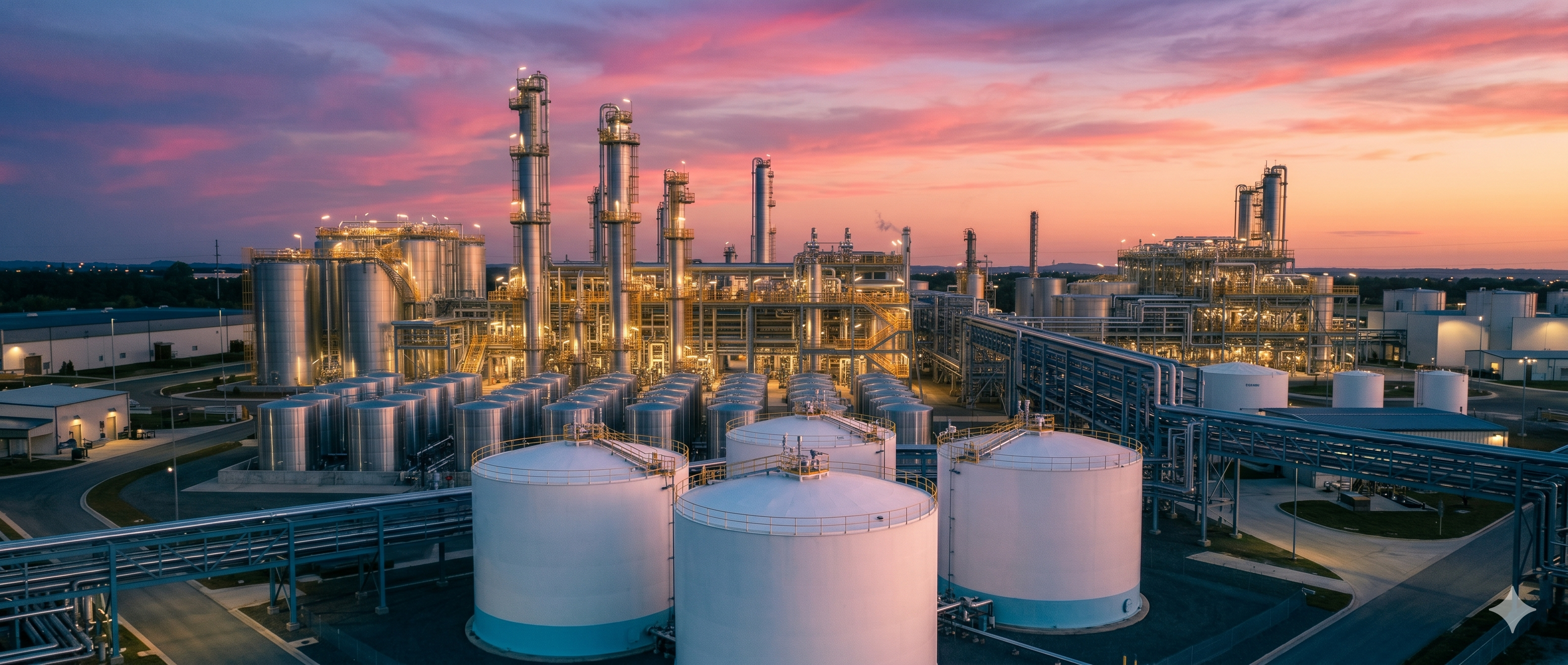 Chemical plant at dusk